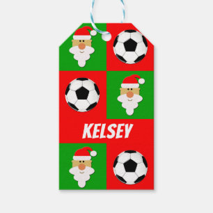 Custom Soccer Balls & Santa Clause Christmas Gift Tags