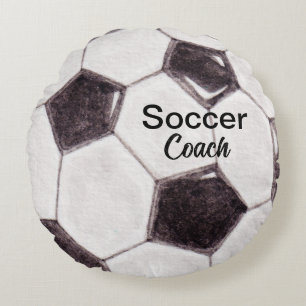 Custom Soccer Coach Keepsake Round Pillow