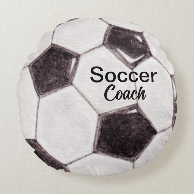 Custom Soccer Coach Keepsake Round Pillow (Front)