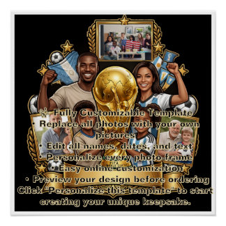 Custom Soccer Dad Photo Collage Gift Poster