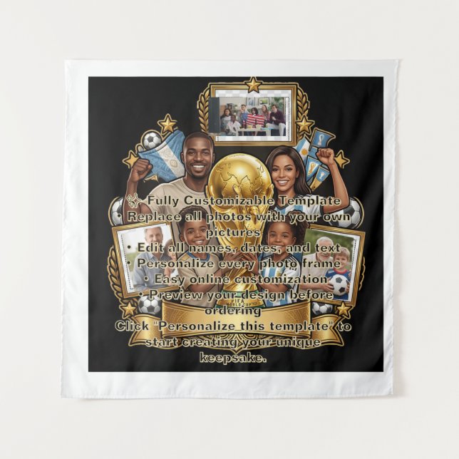 Custom Soccer Dad Photo Collage Gift Tapestry (Front)