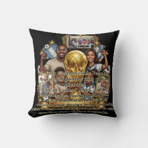 Custom Soccer Dad Photo Collage Gift Throw Pillow