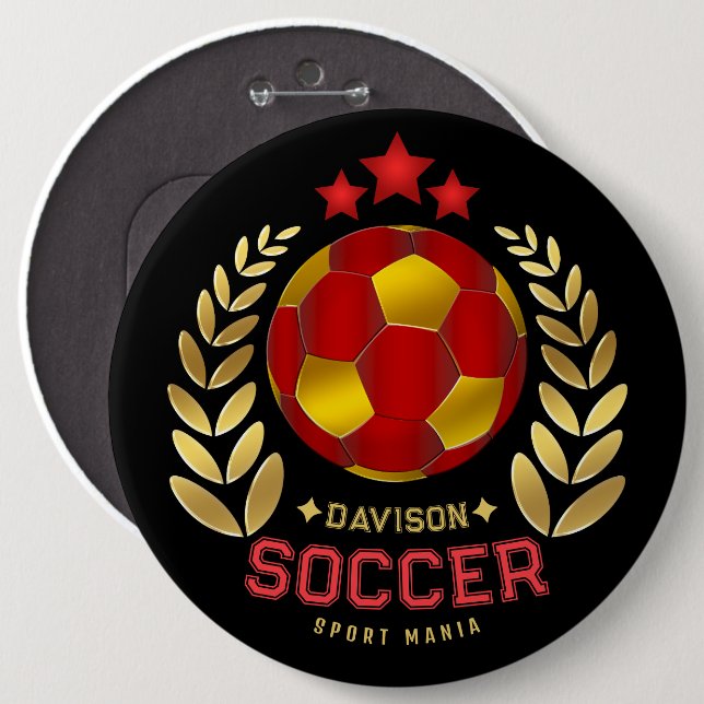 Custom Soccer Emblem Art 6 Inch Round Button (Front & Back)