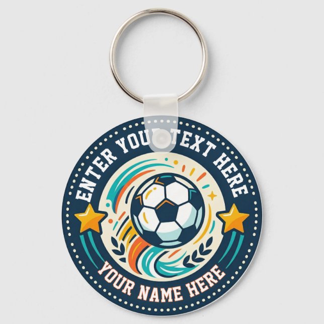 Custom Soccer Fan Text and Player Name  Keychain (Back)