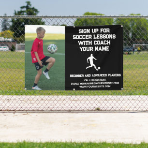 Custom Soccer Football Coaching Class Lesson Black Banner