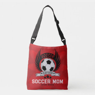 Custom Soccer Mom Emblem With Ball And Wings Crossbody Bag