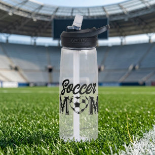 Custom Soccer Mom Hearts Jersey Number Game Day Water Bottle