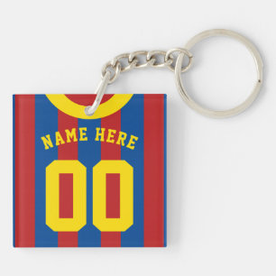 Custom Soccer Rugby Jersey Keyring, Red & Blue Keychain