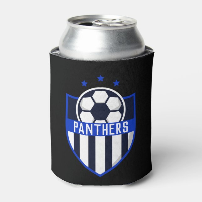 Custom Soccer Shield with Team Name or Text Can Cooler (Can Front)