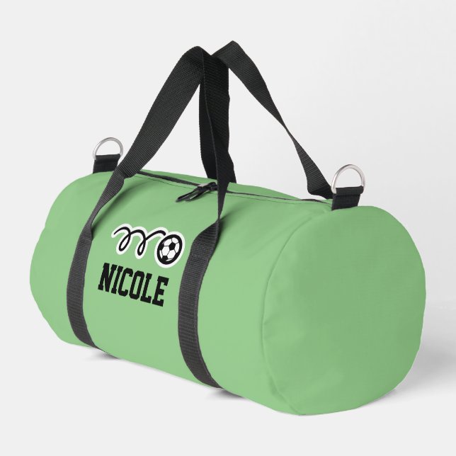 Custom soccer sports duffle bag with ball logo (Left Corner)
