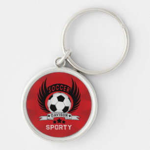 Custom Soccer Sportsman Emblem With Ball And Wings Keychain