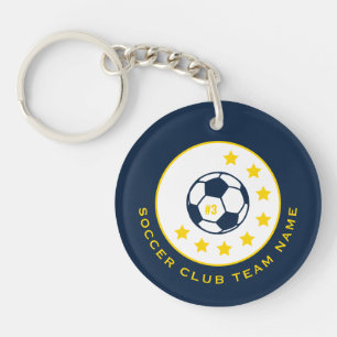Custom Soccer Team Jersey Number Navy Blue Keychain