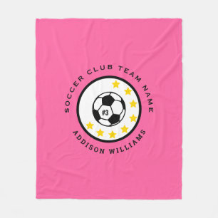 Custom Soccer Team Jersey Number Personalized Girl Fleece Blanket
