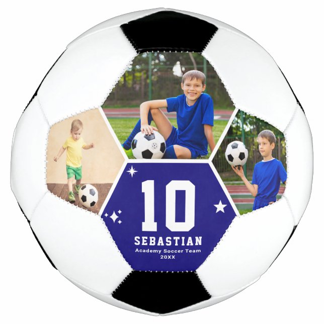 Custom Soccer Team Player Photos and Text Soccer Ball (Front)