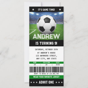 Custom Soccer Ticket Birthday Invitation