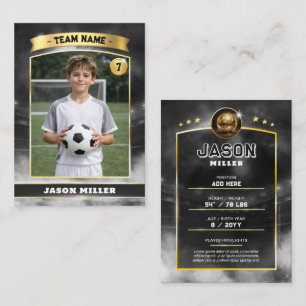 Custom Soccer Trading Card, Black Gold Stadium  Calling Card