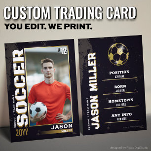 Custom Soccer Trading Card, Gold Soccer Player Calling Card