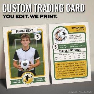 Custom Soccer Trading Card, Green Retro Player Calling Card