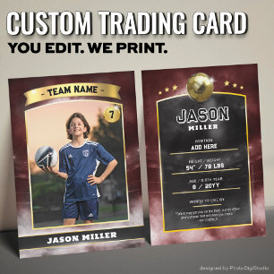 Custom Soccer Trading Card Red Gold Stadium