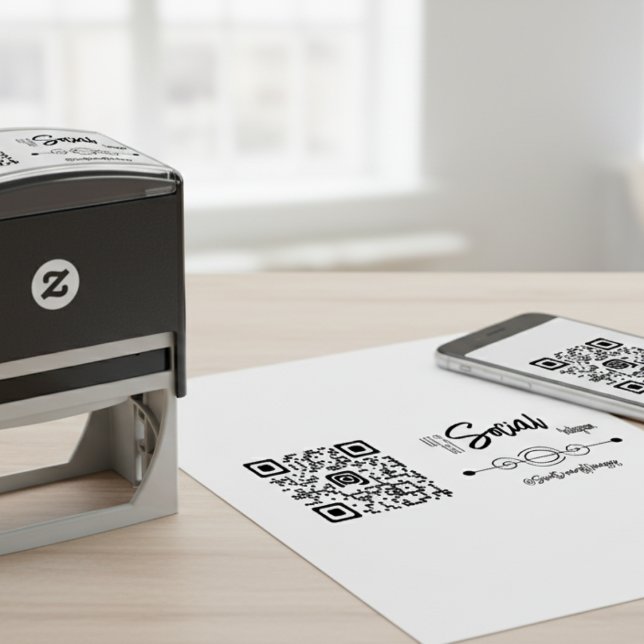 Custom Social Media QR Code Self-Inking Stamp (Custom Social Media QR Code Self-Inking Stamp)