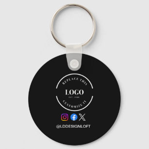 Custom Social Media QR code website logo black Keychain
