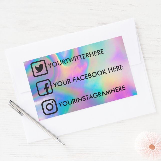 Custom Social Media Stickers Faux Holo (Envelope)