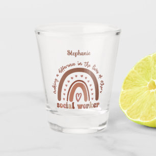 Custom Social Worker Appreciation Graduation Gift Shot Glass