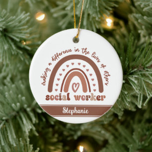 Custom Social Worker Appreciation Graduation Gifts Ceramic Ornament