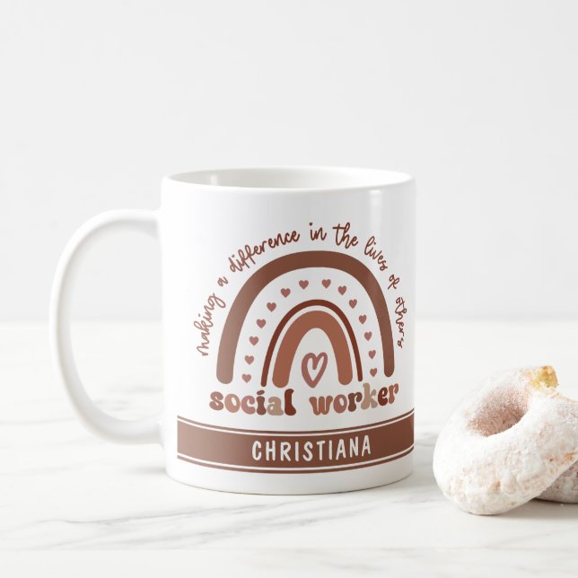 Custom Social Worker Appreciation Graduation Gifts Coffee Mug (With Donut)