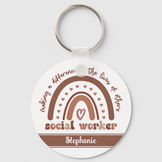 Custom Social Worker Appreciation Graduation Gifts Keychain (Front)