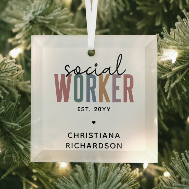 Custom Social Worker Graduation Appreciation gifts Glass Ornament (Insitu)