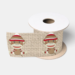 Custom Sock Monkey Baby Shower Gift Satin Ribbon