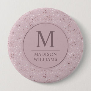 Custom Soft Blush Pastel Pink Gold Glitter Pattern 4 Inch Round Button