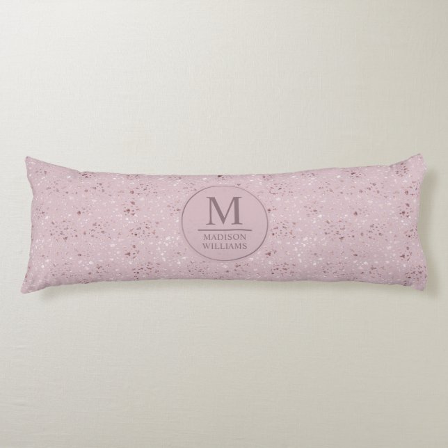 Custom Soft Blush Pastel Pink Gold Glitter Pattern Body Pillow (Front)