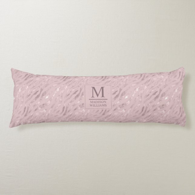 Custom Soft Blush Pastel Pink Gold Glitter Pattern Body Pillow (Front)