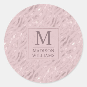 Custom Soft Blush Pastel Pink Gold Glitter Pattern Classic Round Sticker