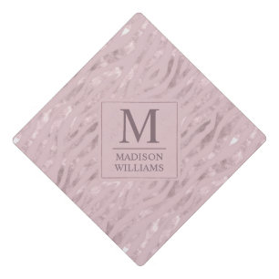 Custom Soft Blush Pastel Pink Gold Glitter Pattern Graduation Cap Topper