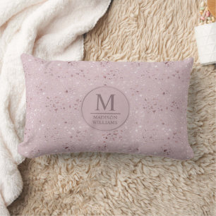 Custom Soft Blush Pastel Pink Gold Glitter Pattern Lumbar Pillow