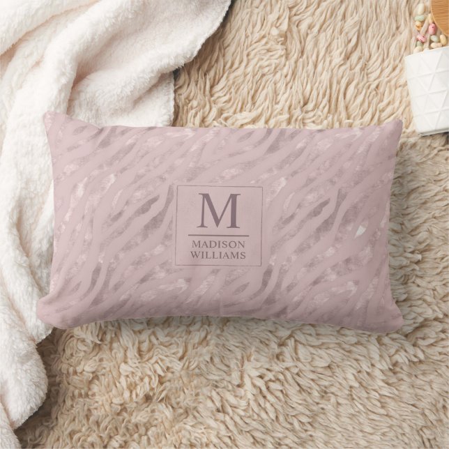 Custom Soft Blush Pastel Pink Gold Glitter Pattern Lumbar Pillow (Blanket)