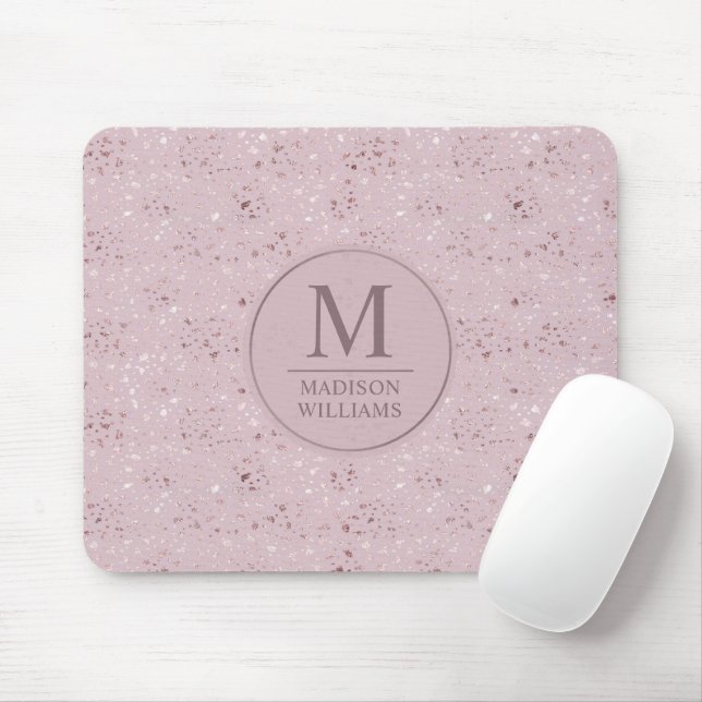 Custom Soft Blush Pastel Pink Gold Glitter Pattern Mouse Pad (With Mouse)