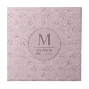 Custom Soft Blush Pastel Pink Gold Glitter Pattern Tile
