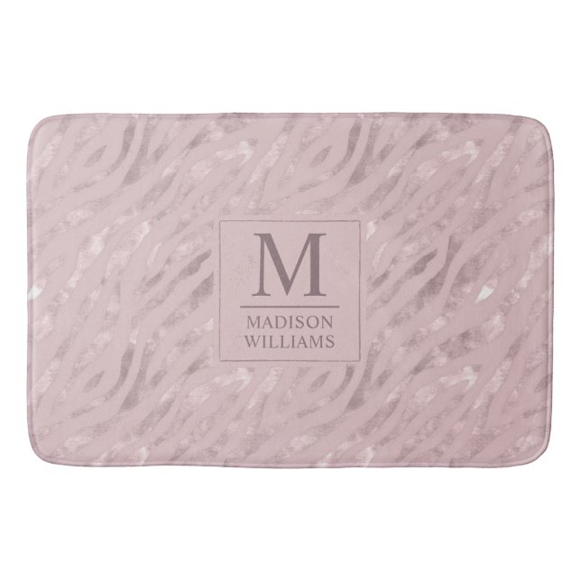 Custom Soft Blush Pink Light Gold Glitter Pattern Bath Mat (Front)