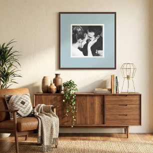 Custom Soft Dusty Blue Border Photo Minimalist Poster