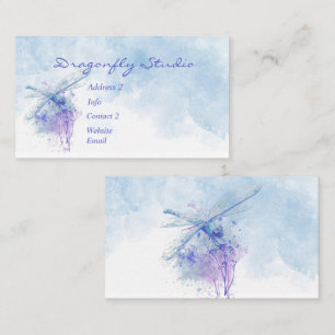 Custom Soft Watercolor Blue  Dragonfly  Business Card