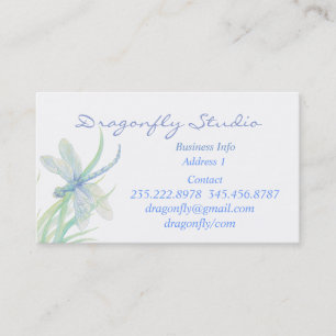Custom Soft Watercolor Blue Green Dragonfly Busine Business Card