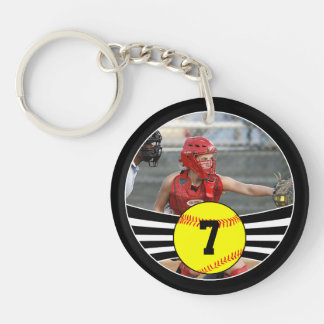CUSTOM Softball Photo & Jersey Number Key Chain