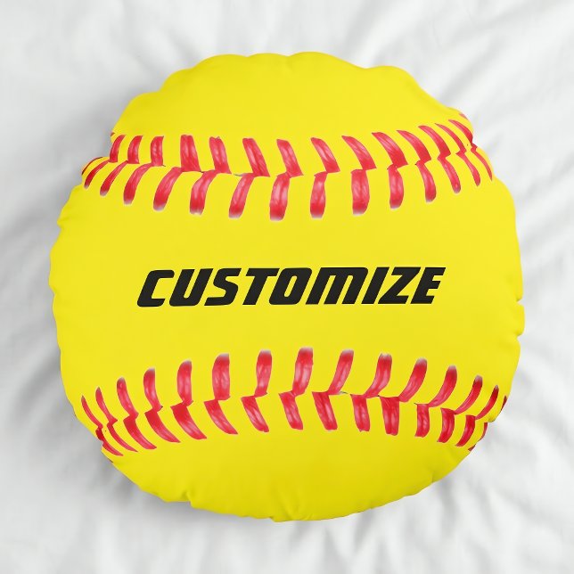 Custom Softball Pillow (Softball pillow on a white bedsheet. Great for fastpitch softball players and fans.)