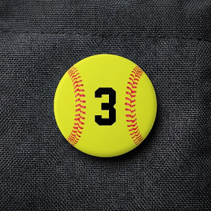 Custom Softball Player Jersey Number or Letters 3 Inch Round Button