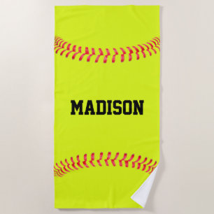 Custom Softball Player Name, Team Name or Text Beach Towel