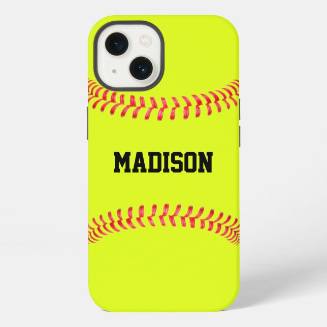 Custom Softball Player Name, Team Name or Text iPhone Case (Back)